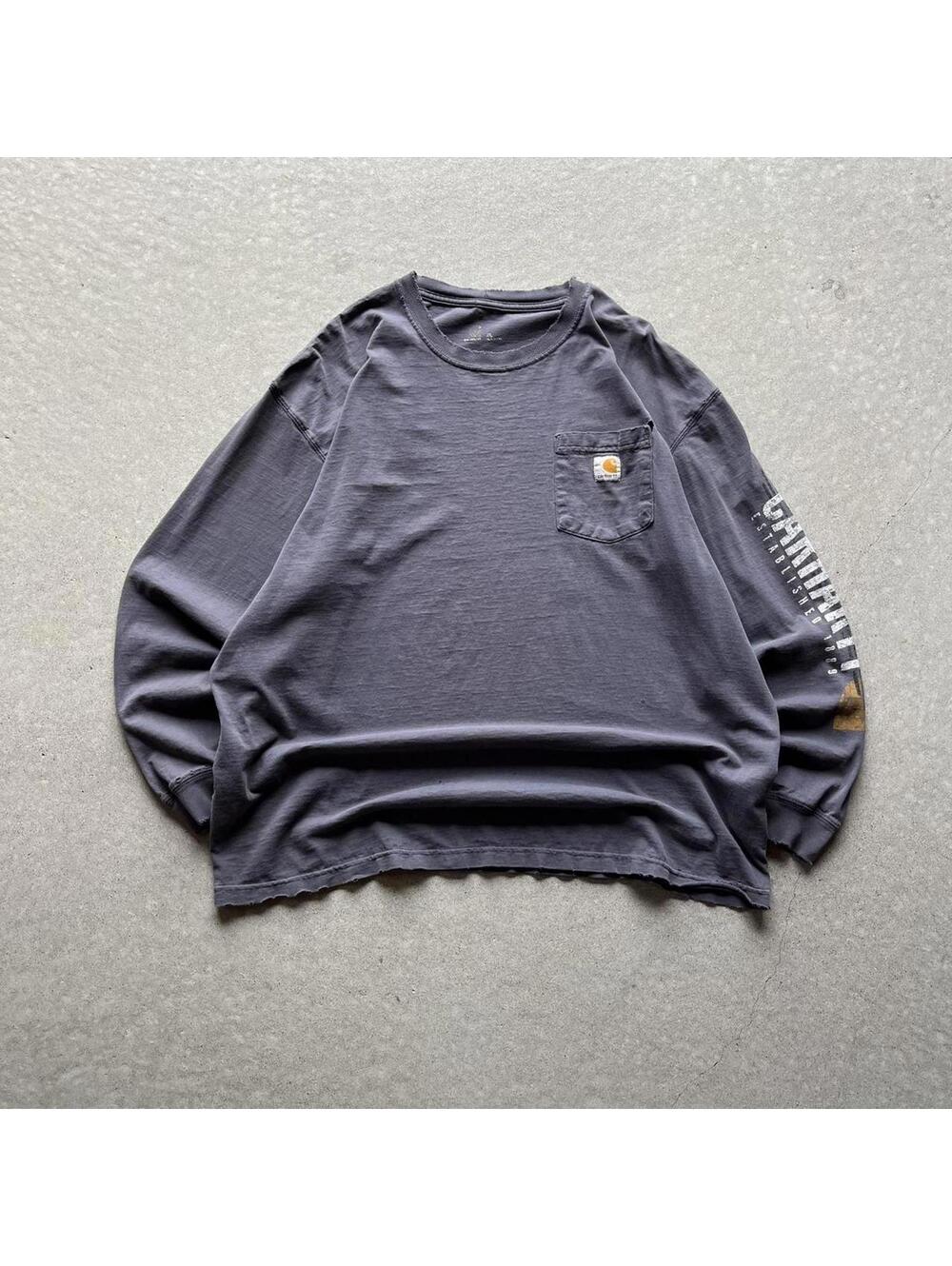 Thrashed Black Carhartt Pocket Long Sleeve